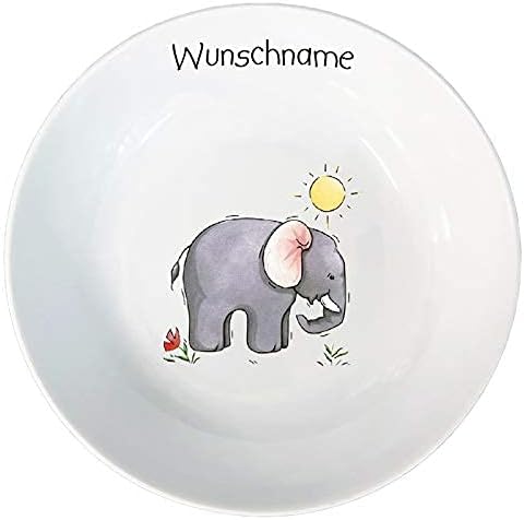 Kindergeschirr personalisiert - Frühstücksservice 3-tlg. Porzellan Tiermotive Teller Becher Schale p