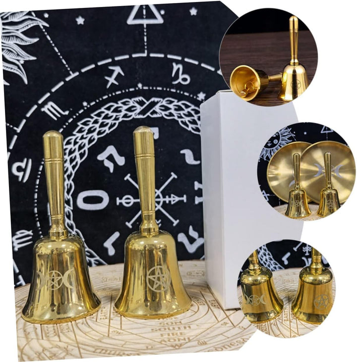 Rituelle Messing Handglocke Pentagramm Klein Langlebig für Meditation und Altardekoration 1, 1