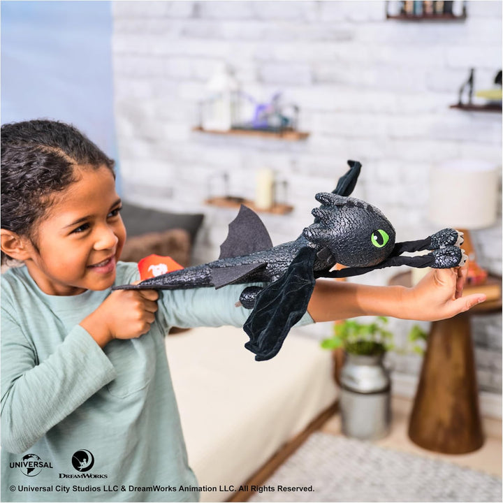 Dreamworks Dragons – Plüschtier-Drache Ohnezahn mit Griff- und Gleitfunktion, 30 cm lang, Spielzeug