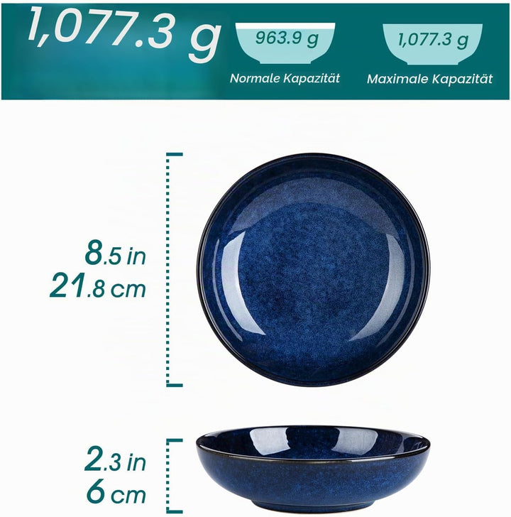 vancasso Stern Suppenteller 4er Set, 1140 Ml grossen Pastateller, Spaghetti Tiefteller, Nudelschalen