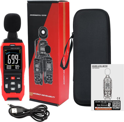 Dezibel-Meter Schallpegelmesser, Hohe Genauigkeit db Meter Klassenzimmer Lärmmesser mit A/C/Z Gewich