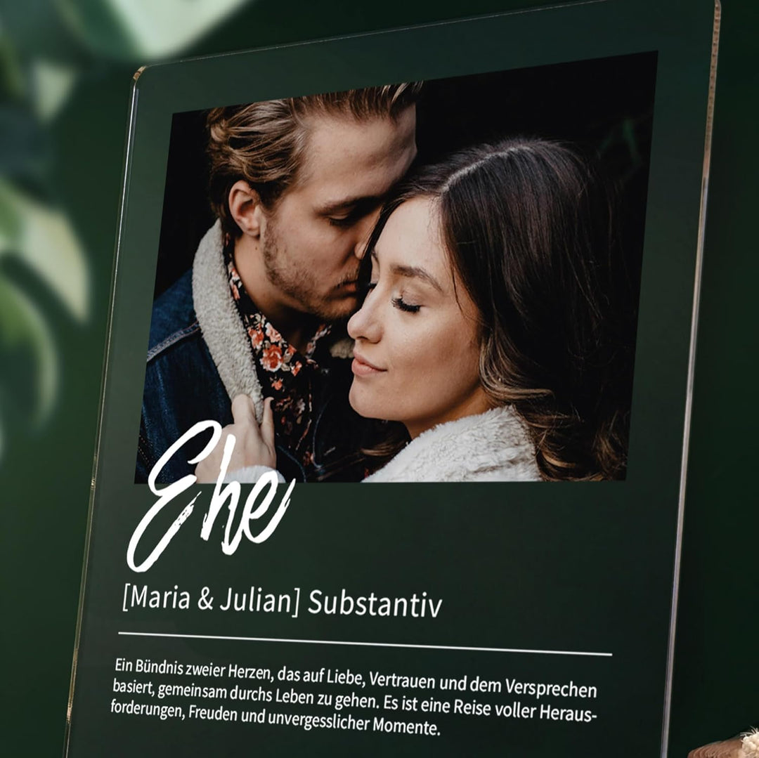 Ehe Geschenk personalisiert - Acryl Foto Geschenk: Definition wie im Duden - Geschenk Ehe, Ehe Gesch