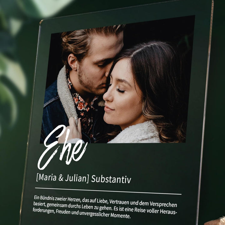 Ehe Geschenk personalisiert - Acryl Foto Geschenk: Definition wie im Duden - Geschenk Ehe, Ehe Gesch