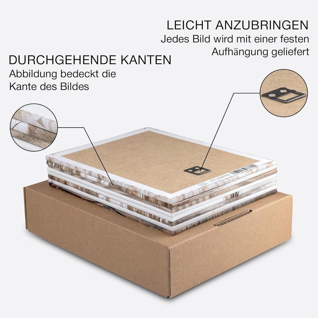 Novart Wandbilder Strand Meer - KOMPLETT AUFHÄNGFERTIG - Pampas Wohnzimmer Schlafzimmer- 9 Moderne M