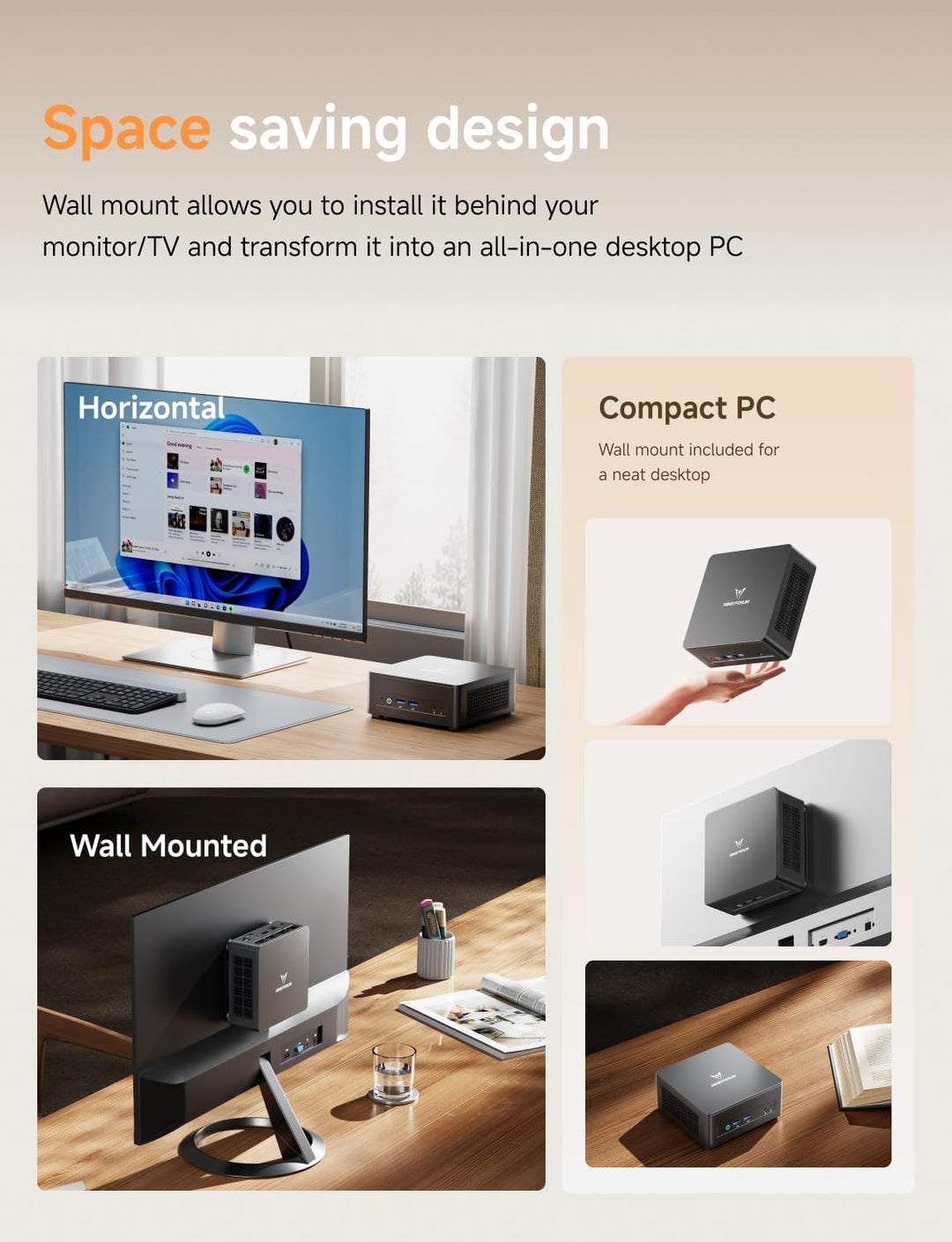 MINIS FORUM UM760 Slim Mini-PC, AMD Ryzen 5 7640HS Prozessor Mini-Computer (6C/12T, bis zu 5,0 GHz),