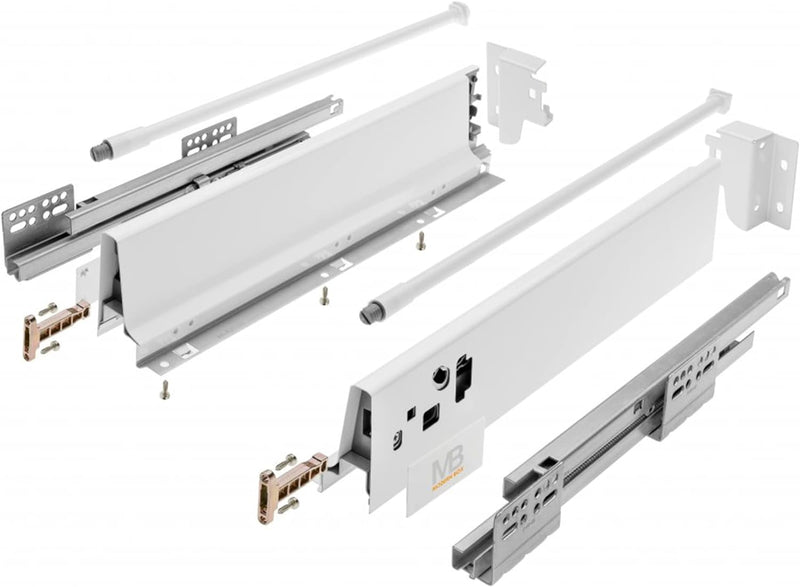 GTV - Modern Box Schublade I L=500mm H=146 mm I Weiss I Leises Schliessen I Belastung bis zu 40 kg I