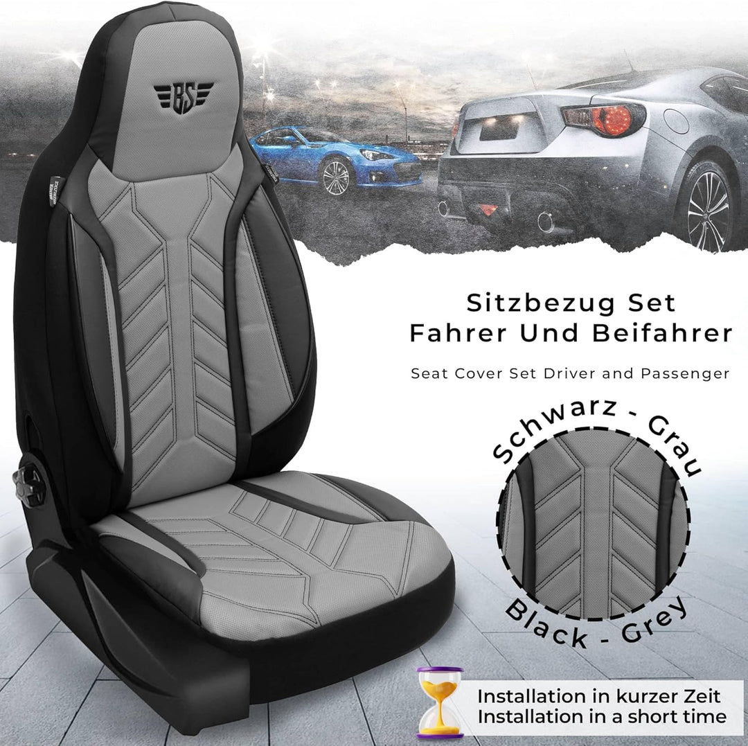 BREMER SITZBEZÜGE Mass Sitzbezüge Schonbezüge für Mercedes Vito Viano W639 DPL501 DPL501 - Schwarz/G