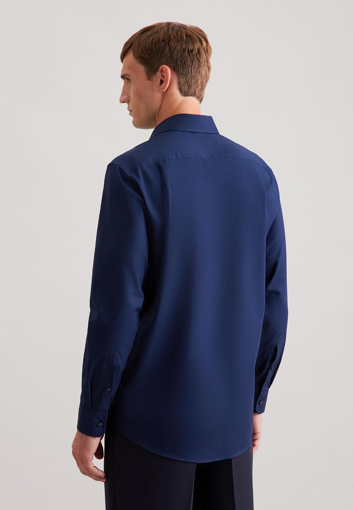 Seidensticker Herren Men Regular Patch Longsleeve Hemd (1er Pack) 38 Dunkelblau(193690), 38 Dunkelbl