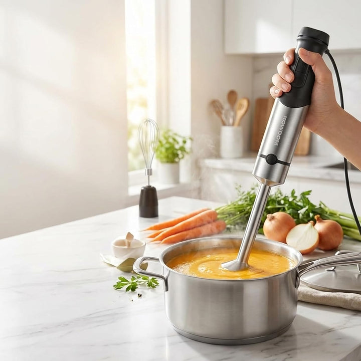 1200 Watt Stabmixer Set, Edelstahl Pürierstab für Suppen, Babybrei & Sossen | 12 Geschwindigkeitsstu