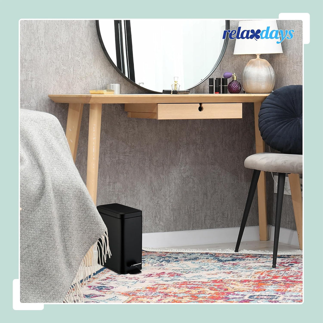 Relaxdays Mülleimer Bad, 5 l, Absenkautomatik, entnehmbarer Inneneimer, matter Edelstahl, Treteimer