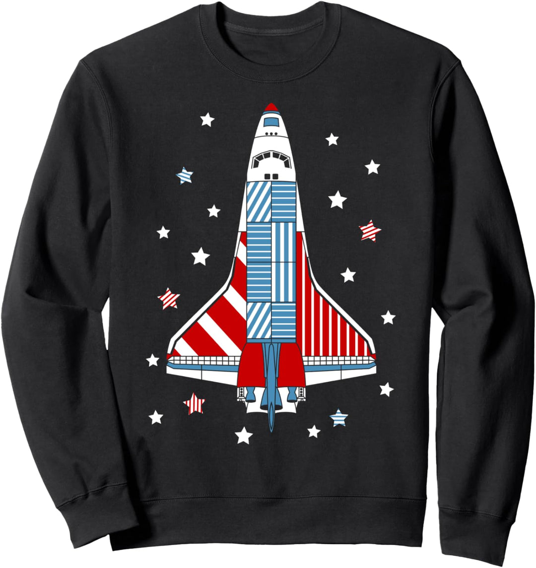 Trendy Red White & Blue Rocket With Stars Sweatshirt