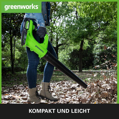 Greenworks G24AB Axial Akku Laubbläser, 156 km/h, 4,27 m³/min OHNE 24V Akku & Ladegerät, 3 Jahre Gar