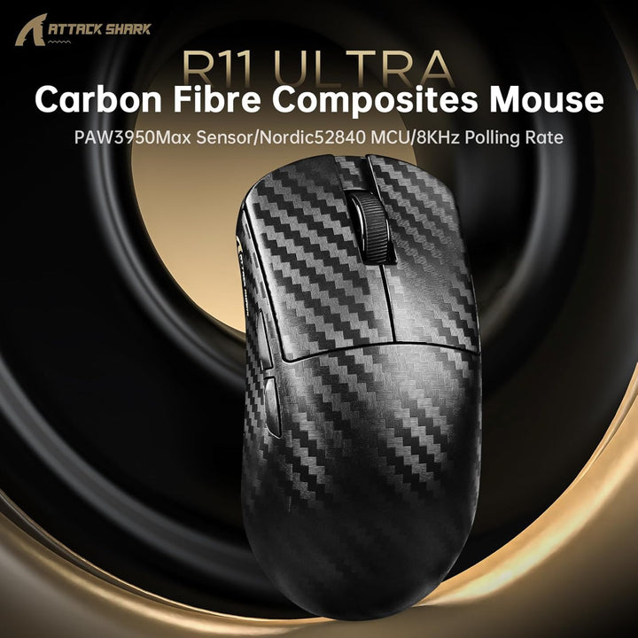 MAMBASNAKE x Attack Shark R11 Ultra Carbon Fiber Wireless Gaming Mouse, 8000Hz, 49g Superlight, 4200