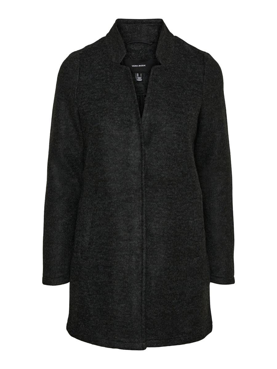VERO MODA Damen Wollmischungs-Mantel XS Dark Grey Melange 2, XS Dark Grey Melange 2