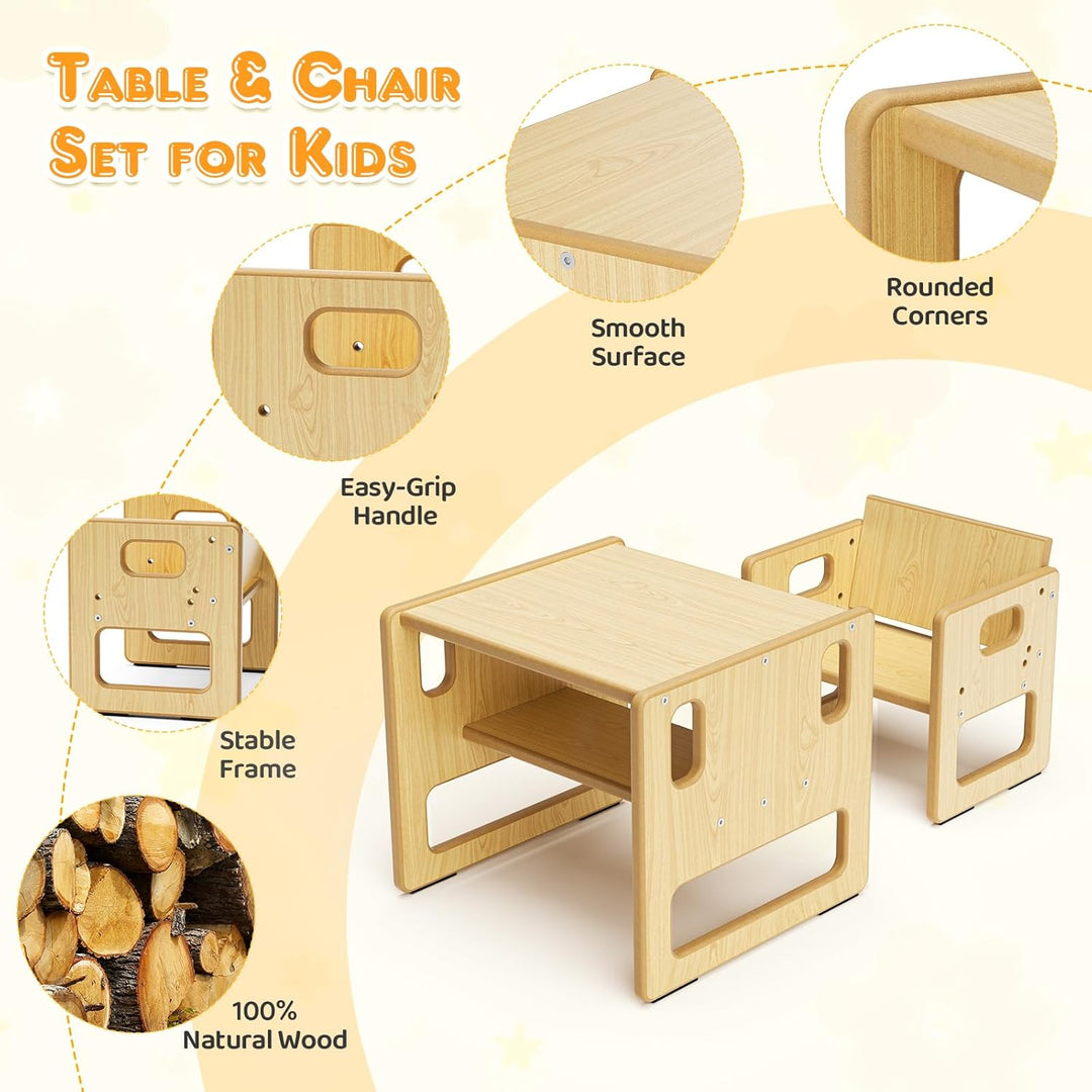 Montessori Tisch und Stuhlset für die Entwöhnung – verstellbares Design für Kleinkinder, ideal für M