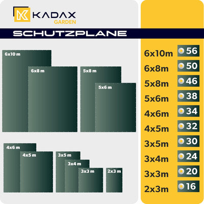 KADAX wasserdichte Gewebeplane, 40m² gestärkte Schutzplane, Plane in 10 verschiedenen Grössen, Abdec