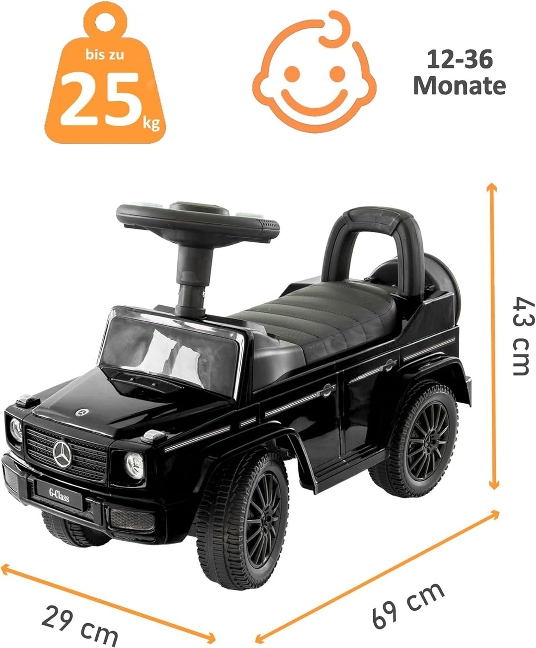 Rutscherauto Mercedes G350d, Babyrutscher mit leisen Kunststoffrädern, Kinderfahrzeug, Rutschauto