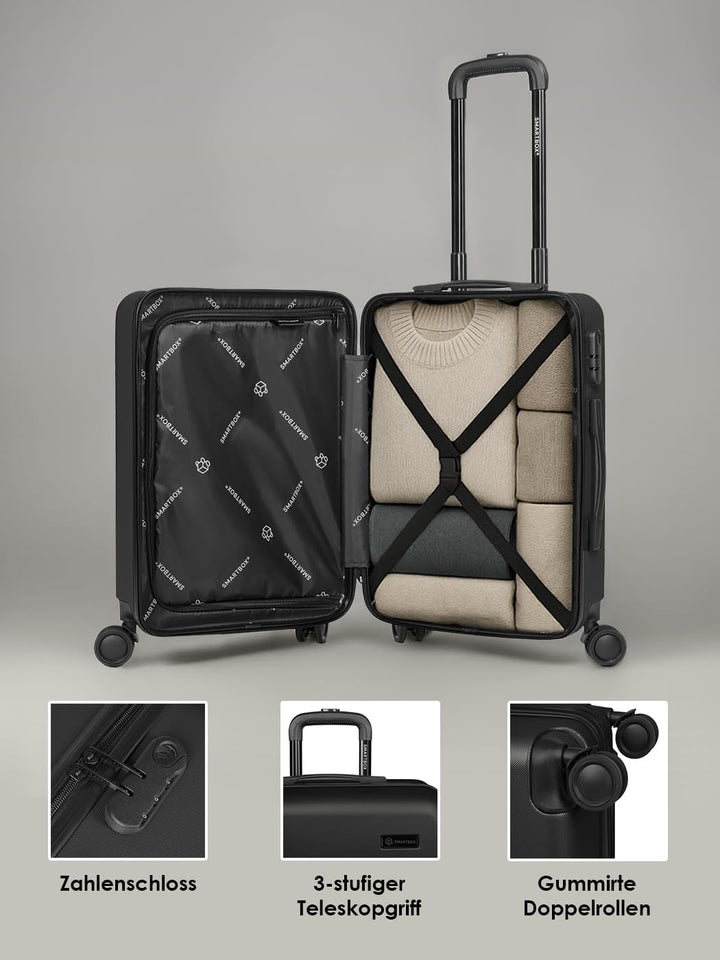 Smartbox Hartschalen Kabinen-Koffer für Damen &amp; Herren | Kleiner Trolley 40 x 23 x 55 cm aus hochwer