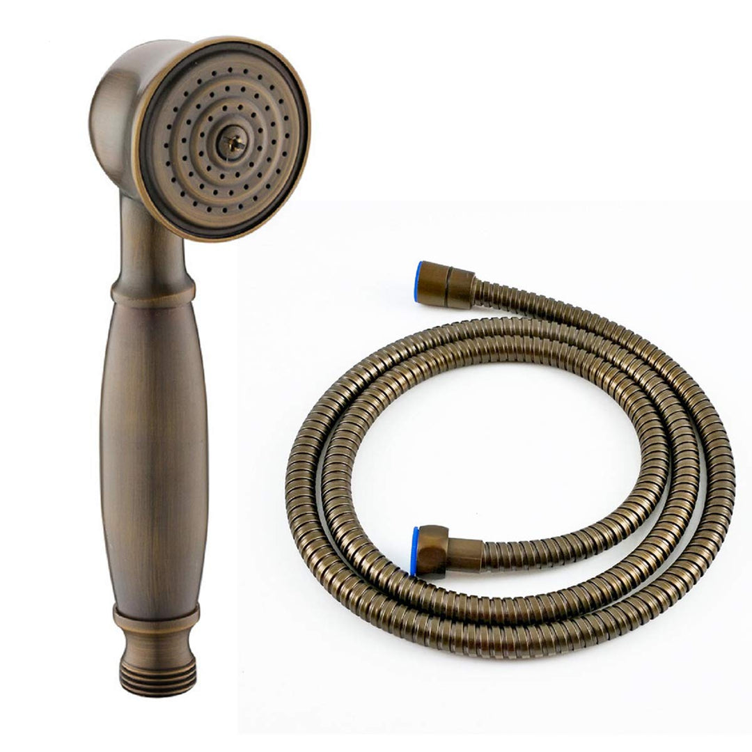Bronze Retro Duschkopf Handbrause Set mit Brauseschlauch aus Messing