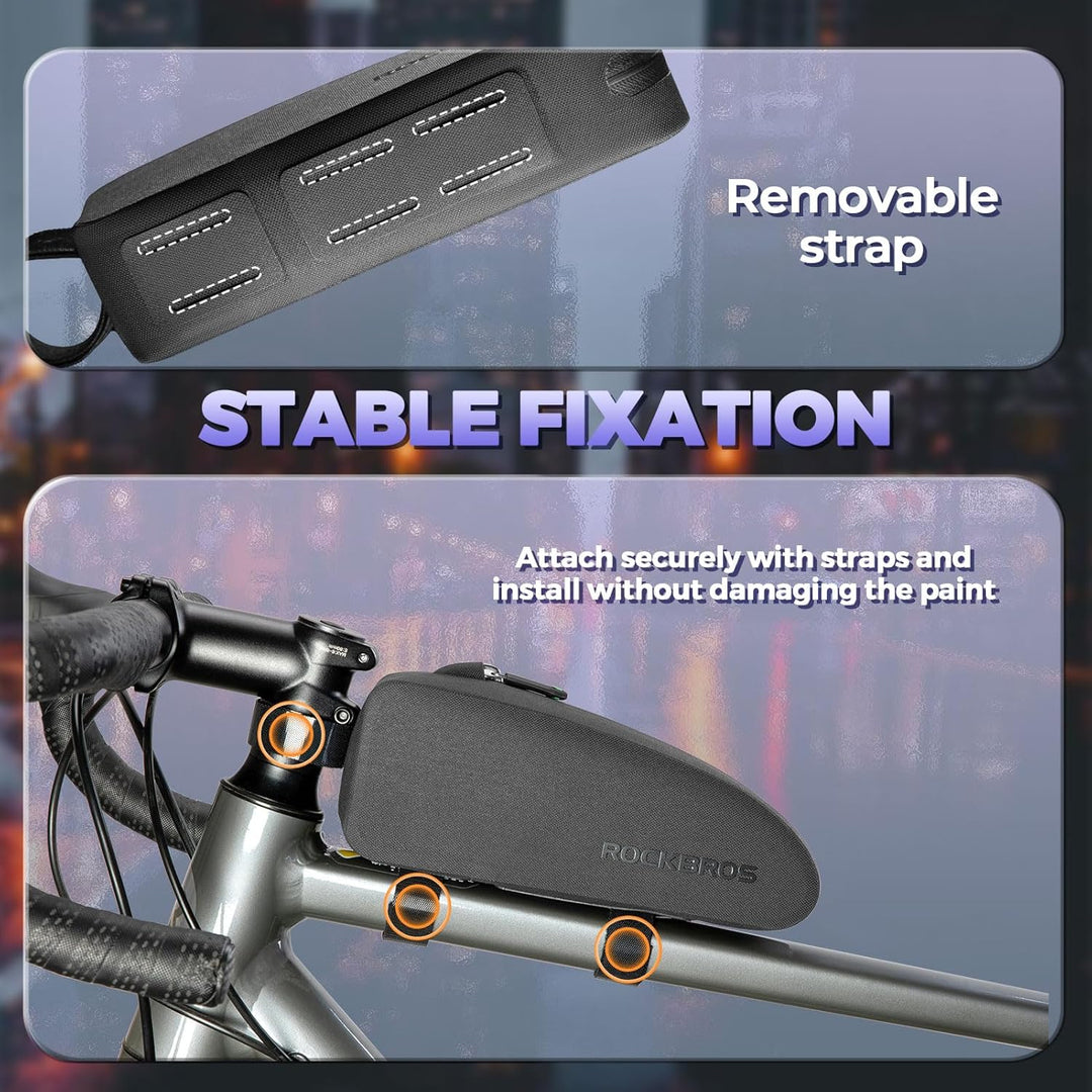 ROCKBROS Fahrrad Rahmentasche wasserdichte Fahrradtasche MTB Lenkertasche Oberrohrtasche Schwarz 1L