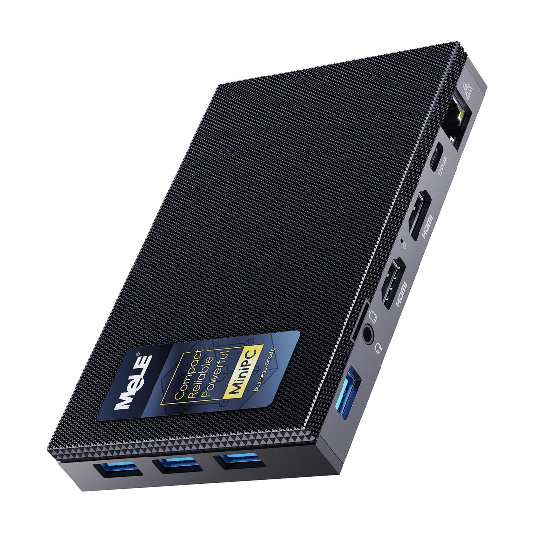 MeLE Quieter3Q Lüfterloser Mini PC Windows 11 Pro Celeron N5105 8GB 256GB, Portable Desktop HDMI Wif
