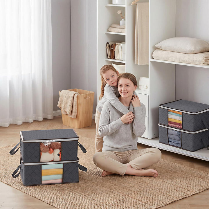 Lifewit 8 Stück Aufbewahrungsbeutel 35L mit Sichtfenster, Faltbare Unterbettkommoden für Kleidung &