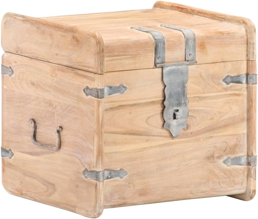 vidaXL Akazienholz Massiv Truhe Abschliessbar Nachttisch Aufbewahrungsbox Holzkiste Nachtschrank Hol