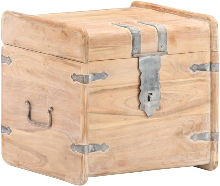 vidaXL Akazienholz Massiv Truhe Abschliessbar Nachttisch Aufbewahrungsbox Holzkiste Nachtschrank Hol