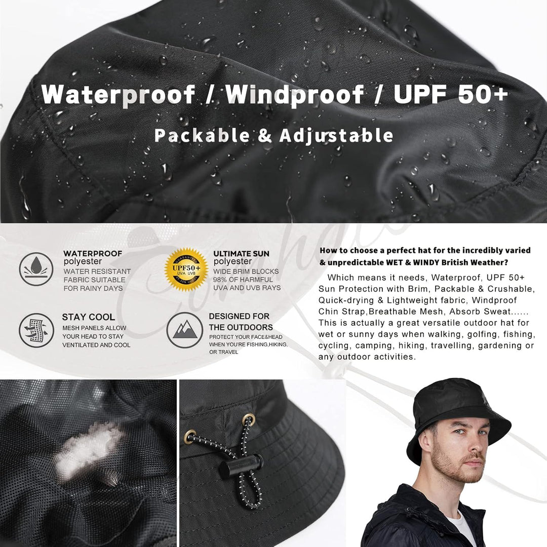 Comhats Regenhut Unisex für Damen Herren Wasserdichter Bucket hat Faltbar Eimerhut Strand Surfen Ang