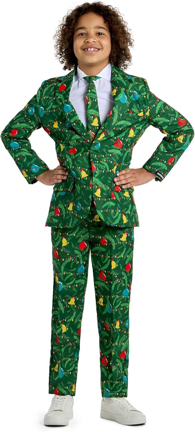 Suitmeister Weihnachtsanzug für Jungen - lustige hässliche Weihnachtskleidung mit echten Lichterner