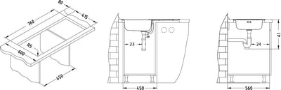 VBChome: Einbauspüle mit Hahnloch 780 x 435 mm Camping Küchenspüle - Leinenstruktur Alveus Basic 170