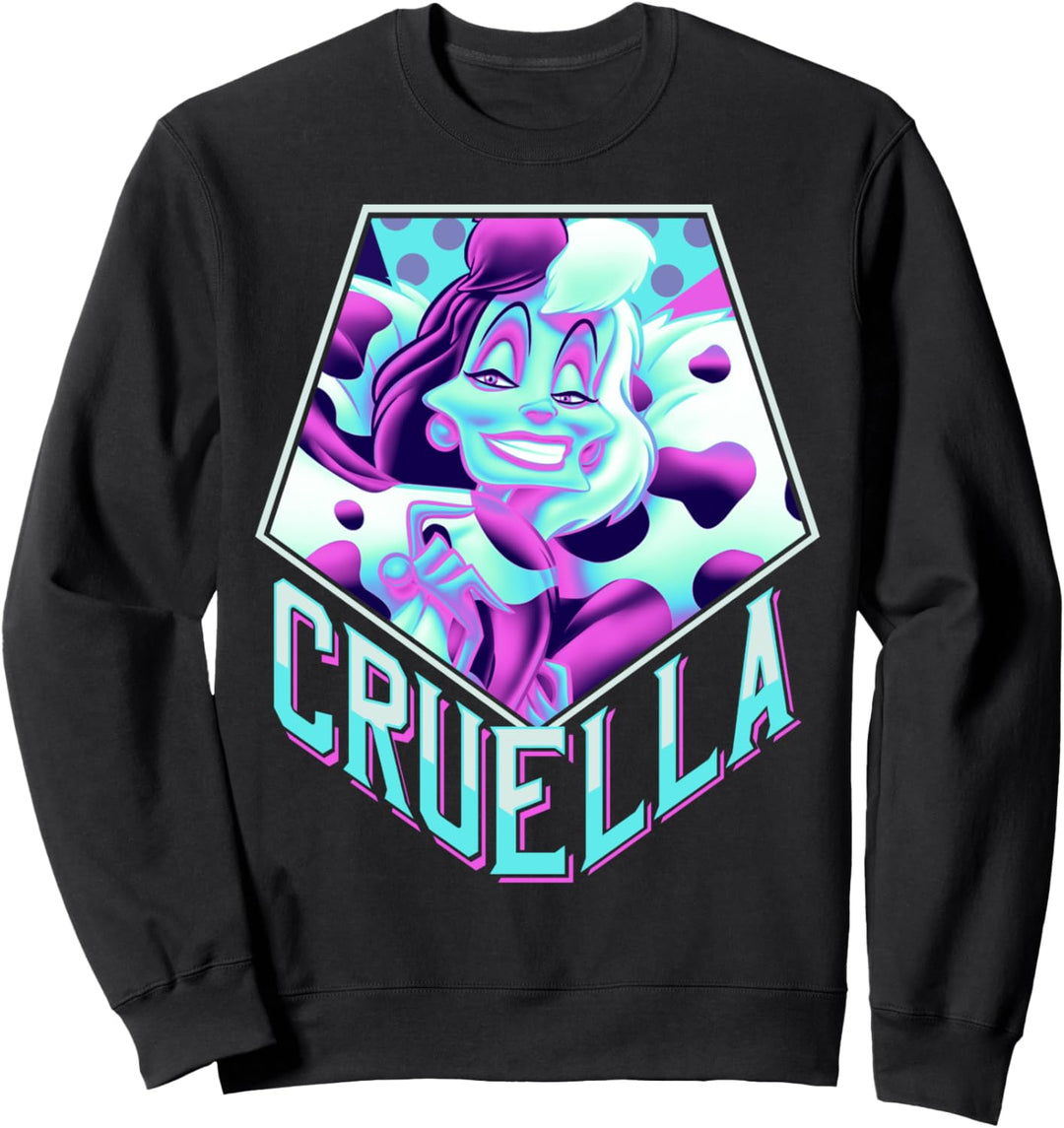 Disney Villains Cruella De Vil Pentagon Neon Portrait Sweatshirt