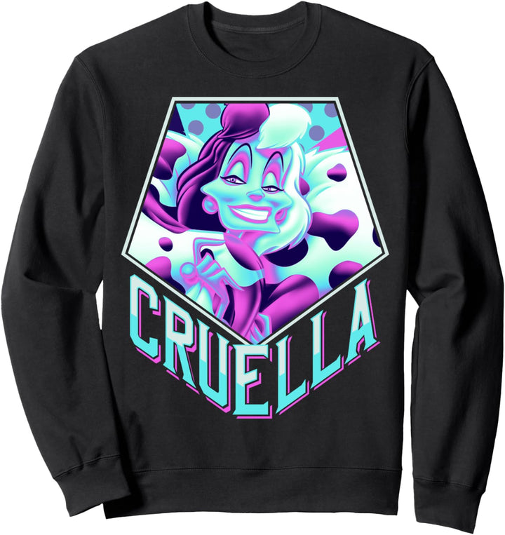 Disney Villains Cruella De Vil Pentagon Neon Portrait Sweatshirt