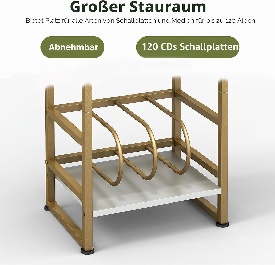 ZEXVIDA Plattenspieler-Ständer, 3 Etagen Beistelltisch,Plattenspielertisch Aufbewahrung von Schallpl