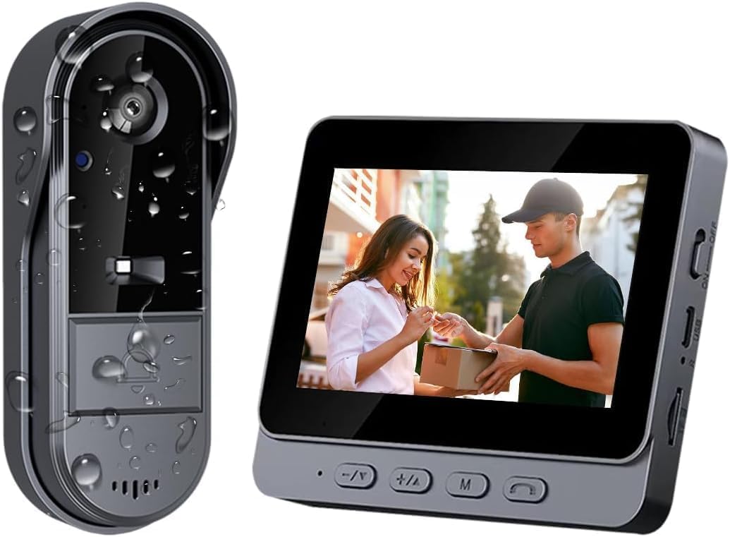 TKMARS Video Türklingel Kabellos Videotürklingel mit Monitor 170°Türklingel mit Kamera Unterstützt B