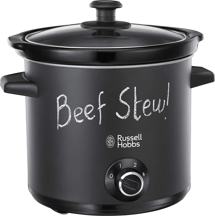 Russell Hobbs Slow Cooker, Schongarer Chalkboard, Keramik-Gartopf, matte Tafel-Oberfläche, 3 Tempera