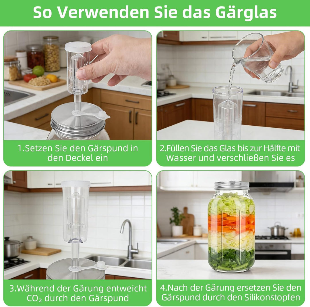 AULEEP 2L Fermentierglas mit Gewicht & Gärventil, 2er Fermentationsglas mit Fermentiergewichte, Ferm
