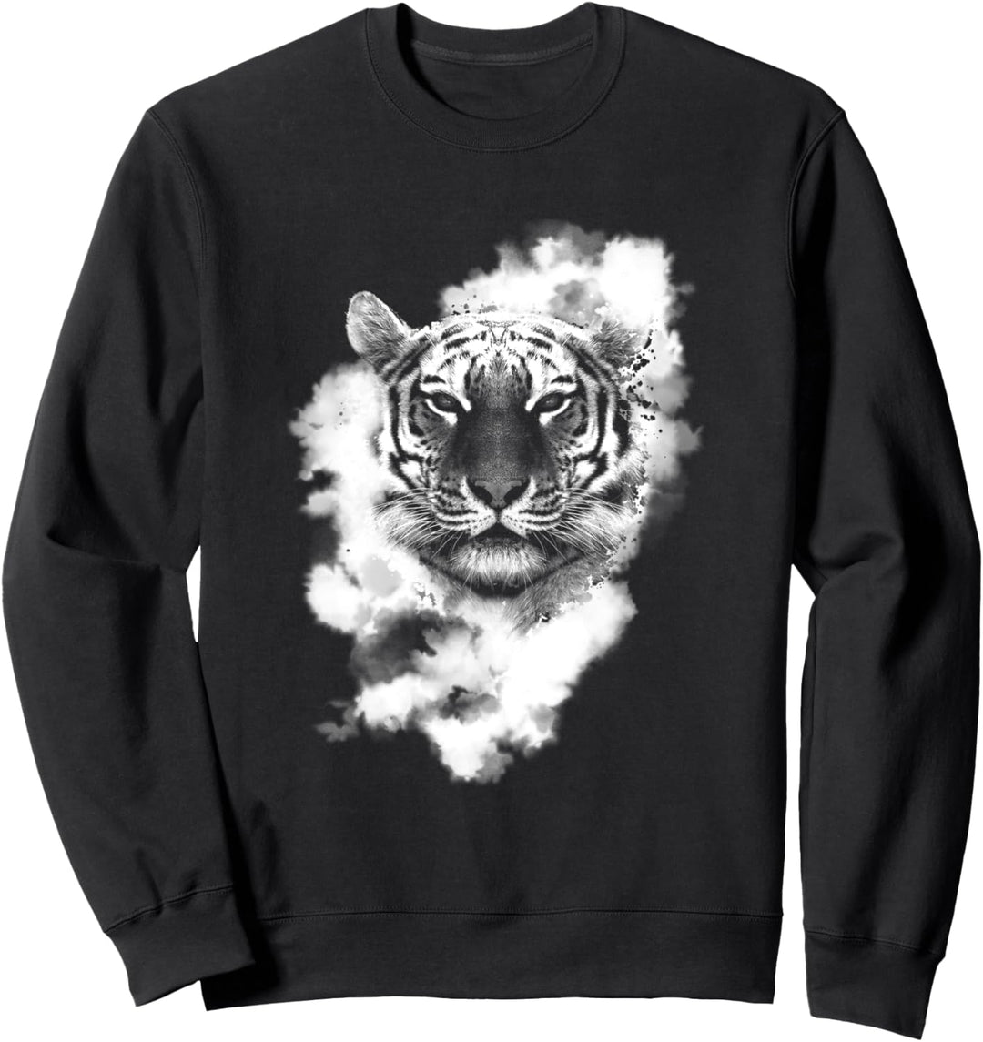 Cooler Tiger mit Weissen Wolken Sweatshirt