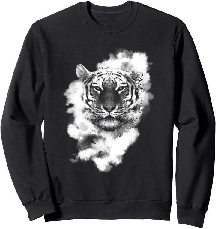Cooler Tiger mit Weissen Wolken Sweatshirt