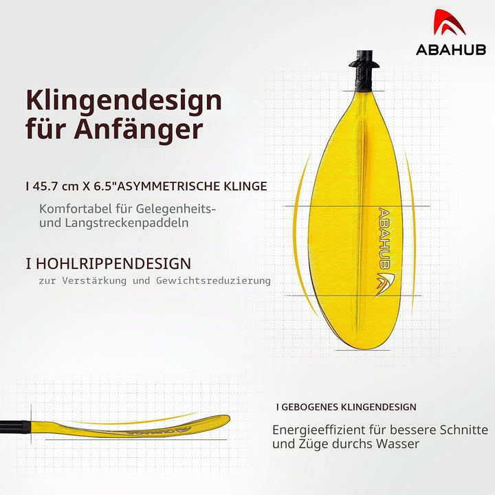 Abahub 218/230/241cm Kajak Paddel Aluminium Doppelpaddel mit Paddelleine für Kajakfahren Ruderboot K