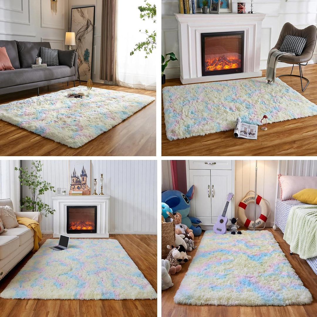 120x160cm Kinderteppich Waschbar Teppich für Schlafzimmer Regenbogen 120x160cm, Regenbogen 120x160cm