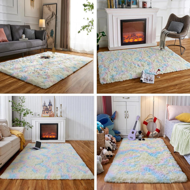 120x160cm Kinderteppich Waschbar Teppich für Schlafzimmer Regenbogen 120x160cm, Regenbogen 120x160cm