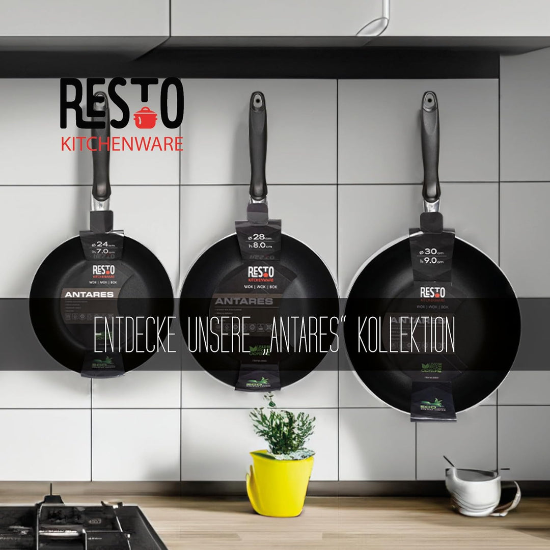 RESTO moderne Wokpfanne 30 cm, Wok, Bratpfanne mit hohem Rand - Antihaftbeschichtung – Ergonomischer