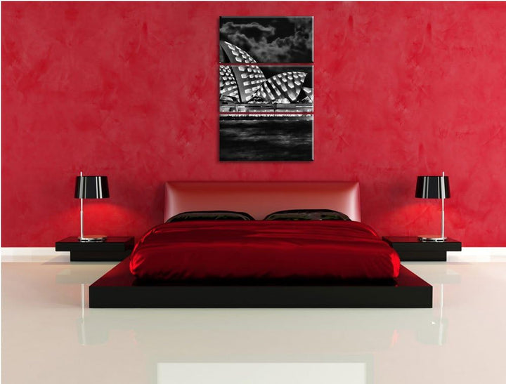 Pixxprint Sydney Opera House bei Nacht als Leinwandbild/Grösse: 3 Teilig (120x80) cm/Wandbild/Kunstd