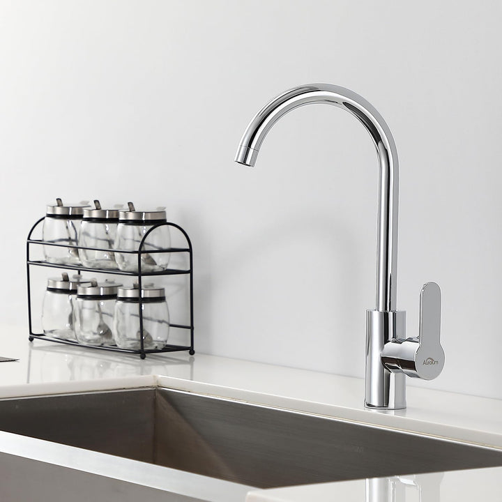 Auralum Wasserhahn Küche Hochdruck, Küchenarmatur mit Hoher Auslauf & Abnehmbarer Belüfter, Armatur
