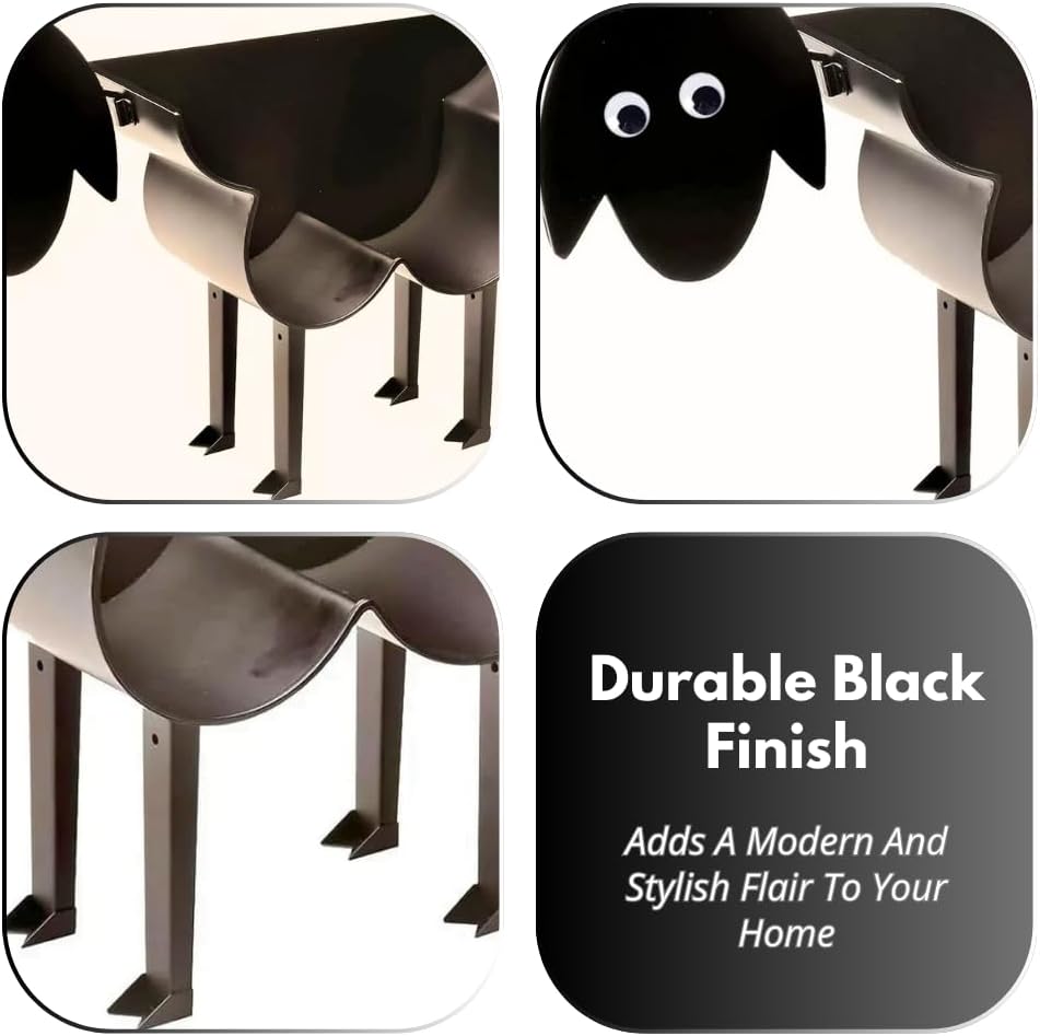 HomeZone®, Toilettenpapierhalter aus Metall, Schaf-Design, für bis zu 7 Rollen, Schwarz