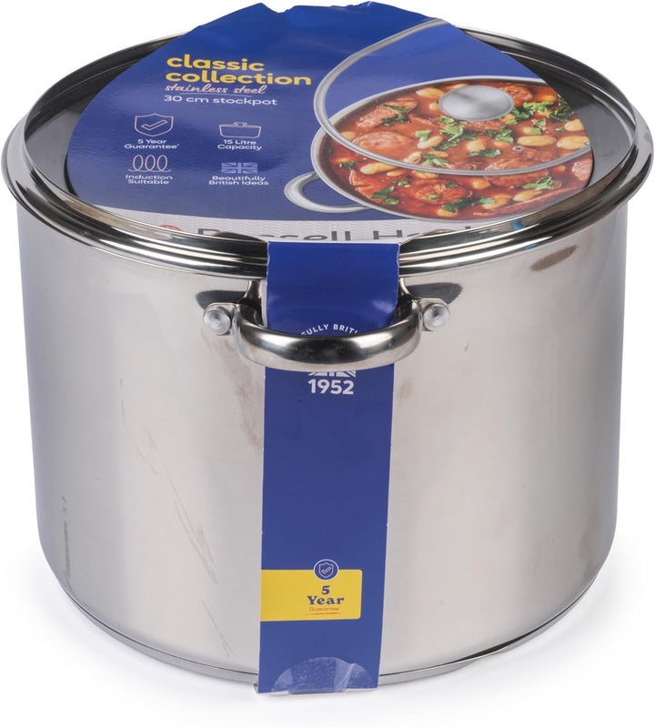 Russell Hobbs Classic Collection 30 cm Suppentopf – Kochtopf aus Edelstahl, Deckel aus gehärtetem Gl