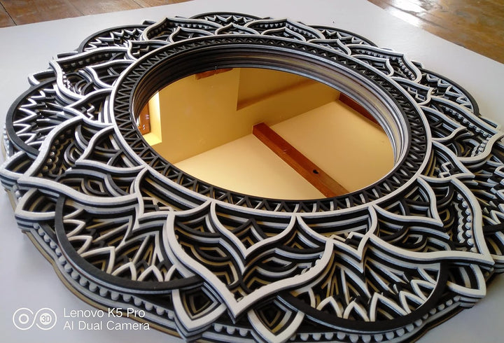 Holz Mandala Spiegel Wohnkultur Elegante Wohnung Wandkunst Farbige Wohnzimmer Küche Hängende Dekorat