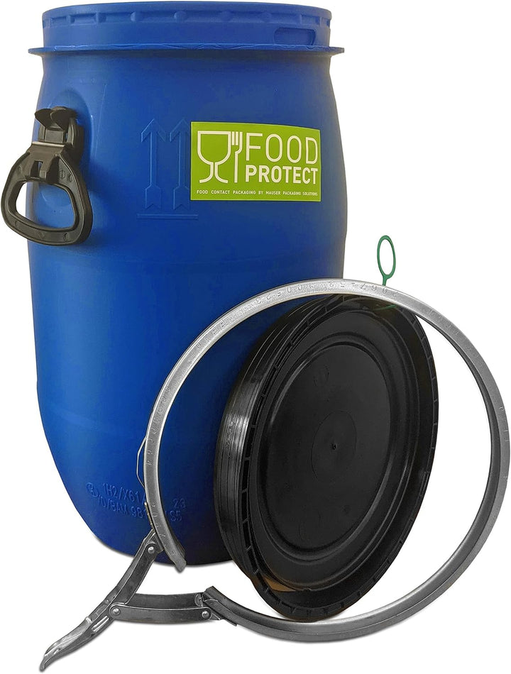 plasteo® 2 Stück 30 Liter Deckelfass lebensmittelecht FDA-Zulassung UN-Zulassung IKG Gütezeichen Kun