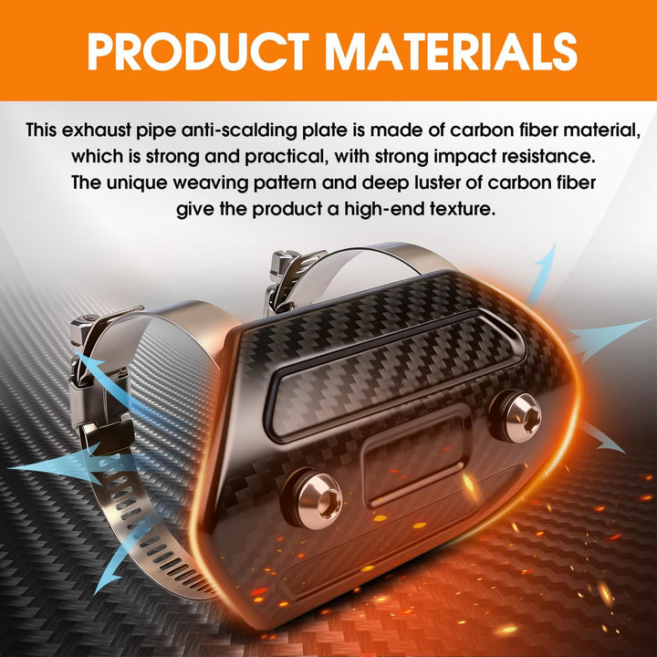 Motorrad Auspuff Hitzeschild,Kohlefaser Motorrad Auspuffrohrabdeckung Hitzeschutzblech Schutz Univer
